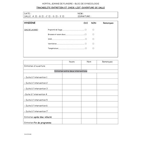 20.4129.006 : CHECK-LIST- OUV. DE SALLE / 97941N