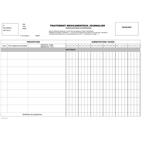 20.4160.085 :  Feuille de traitement journalier obstétrique / 10094F