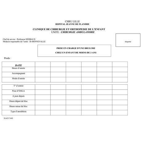 20.4217.005 :  PRISE EN CHARGE BRULURE / 090267R