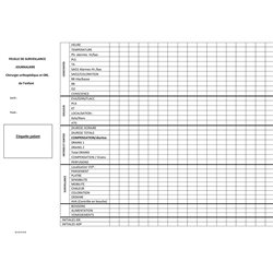 20.4213.016 :  Feuille de surveillance journalière Chirurgie Orthopédie et Orl / 10472A