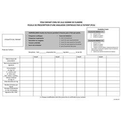 20.4205.016 :  Feuille de prescription d'une analgésie controlée par le patient / 10634T