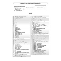 20.4234.013 :  Demandes d'examens Métaboliques / 10293Q