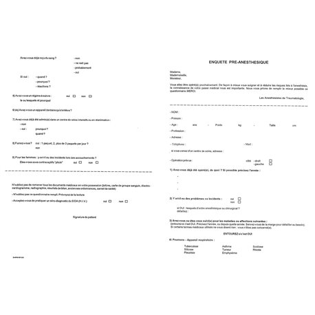 25.0790.007 :  ENQUETE PRE ANESTHESIQUE / 085120X