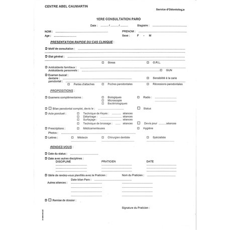 27.0900.003 :  PREMIERE CONSULTATION PARODONTOLOGIE / 085139S