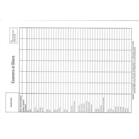 CHR885 :  BILANS ET EXAMENS CAO/V1 / 090708W