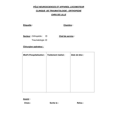 CHR908 :   ENTÊTE DOSSIERS DE SOINS POLE APPAREIL LOCOMOTEUR / 10046A