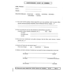 02.3351.025 :  QUESTIONNAIRE AVANT LE SOMMEIL / 084808H