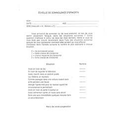 02.3351.041 :  ECHELLE DE SOMNOLENCE D'EPWORTH / 087814A