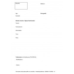 20.4205.008 : Fiche examen clinique patient greffé vu en consultation  – Hématologie pédiatrique - FE/JPE/057 / 10529J